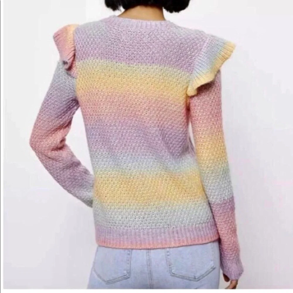 LOFT Rainbow Soft Sweater Ruffle - Picture 3 of 7